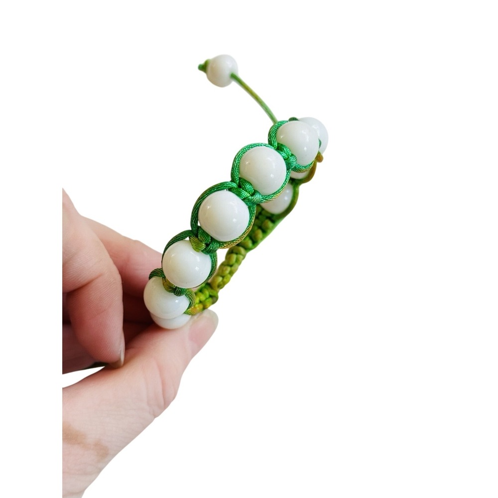 VTG ESTATE Natural Icy‎ Green Jadeite Jade Fine Bracelet Burma Beaded 11mm Beads